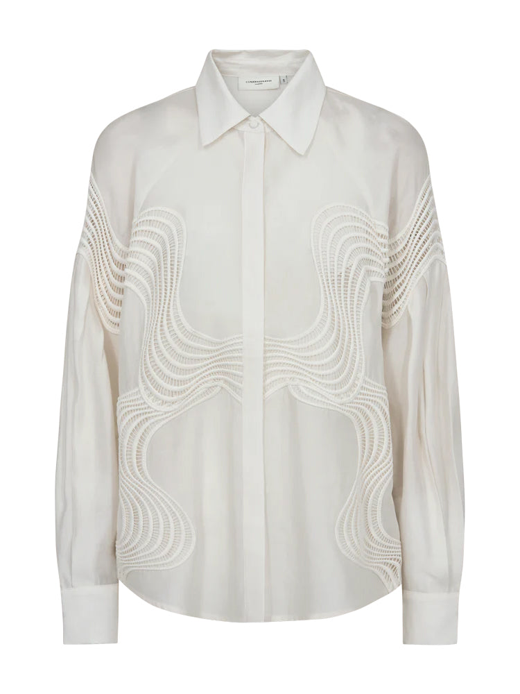 Bluse mit Wellenstickerei