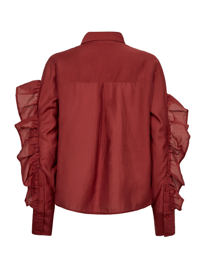 Bluse mit Volants in Red Pear - Tempel Hamburg