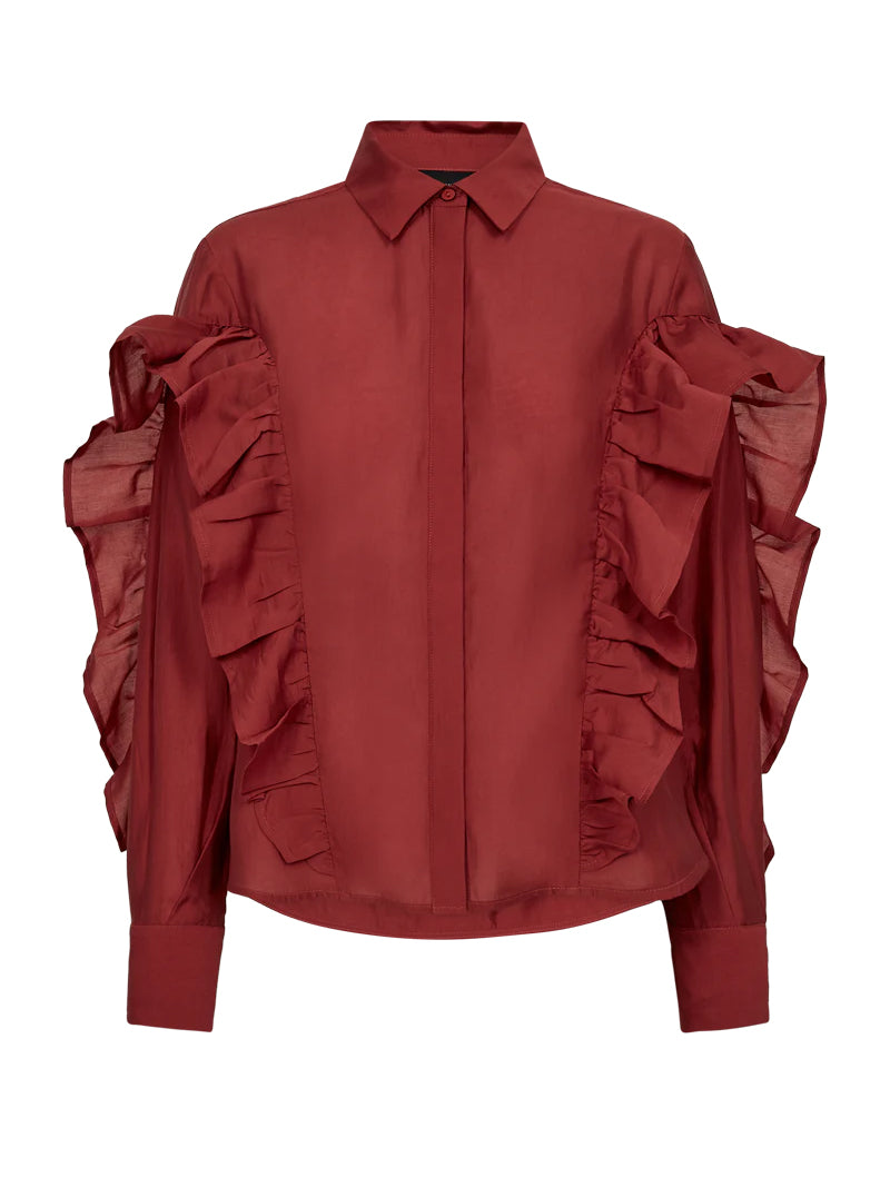 Bluse mit Volants in Red Pear - Tempel Hamburg