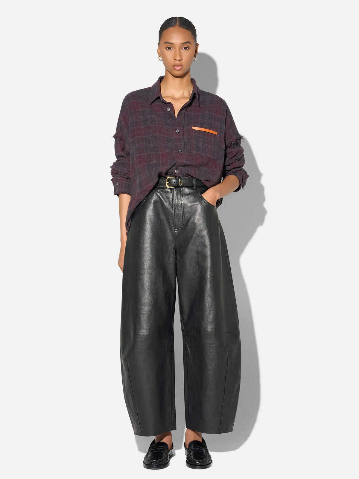 Barrel Lederhose in schwarz