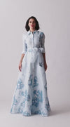 Metallic-Jacquard Hemd-Blusenkleid