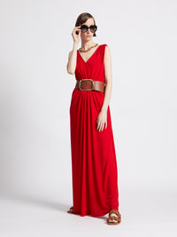 Rotes Kleid mit starkem Rückenausschnitt - Tempel OHG